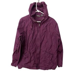 Eddie‎ Bauer XXG Purple Full Zip Hooded Ripstop Jacket Utility Pockets Outdoor